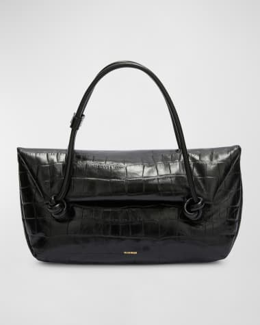 Jil Sander Medium Knot Croc-Print Shoulder Bag