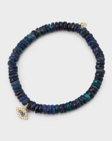 Sydney Evan Diamond and Sapphire Bezel Evil Eye Charm Bead Bracelet