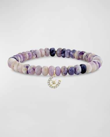 Sydney Evan Beaded Opal Bracelet with Starbust Horseshoe Charm