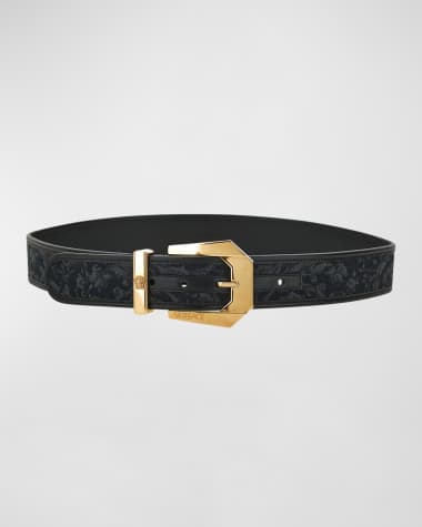 Versace Barocco Jacquard Mixed-Media Belt