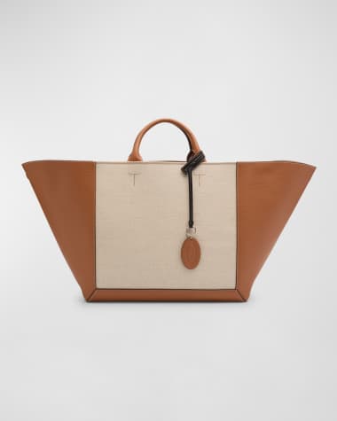 Tod's Large Double Up Leather and Canvas Shopping Bag