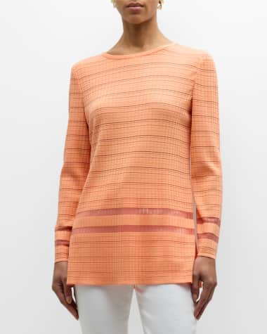 Misook Textured Burnout Striped Knit Tunic
