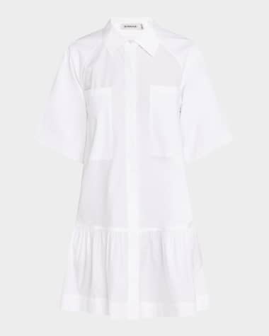 SIMKHAI Crissy Puff-Sleeve Cotton Poplin Mini Shirtdress