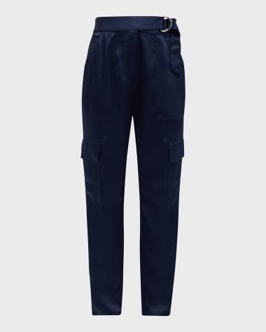 SIMKHAI Carolina Satin Straight-Leg Utility Pants