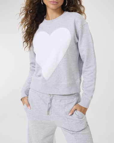 Terez Rib Heart Classic Cotton Crewneck Sweatshirt