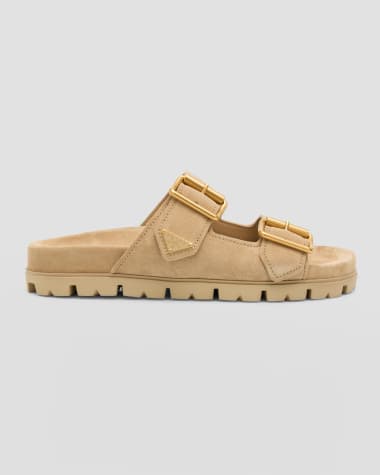 Gasia Camel Suede Leather Flat Thong Sandals