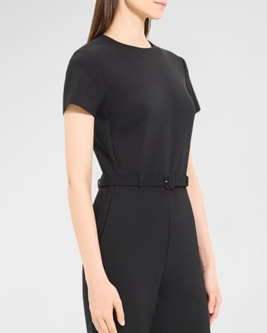 Theory Short-Sleeve Wool-Blend Crewneck T-Shirt