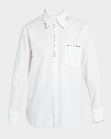Marni Button-Front Shirt with Contrast Stitching