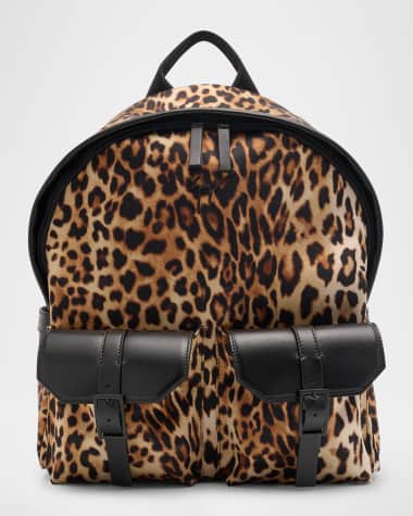 Giuseppe Zanotti Men's Leopard-Print Leather Backpack