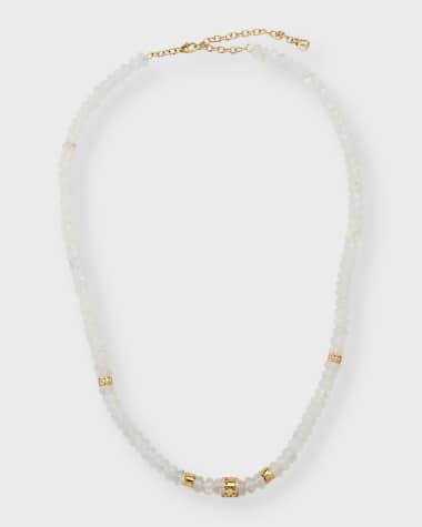 Sydney Evan Gold & Diamond Multi-Rondelle Rainbow Moonstone Necklace