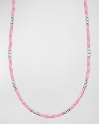 LAGOS Sterling Silver Pink Caviar 3mm Rope Necklace
