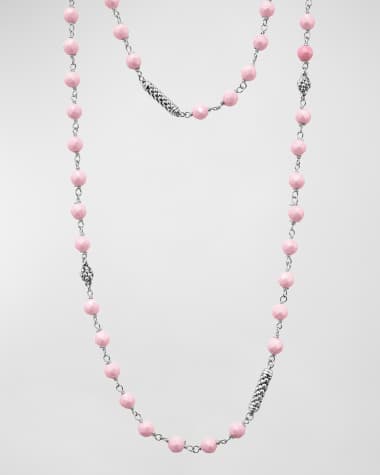 LAGOS Sterling Silver Caviar Icon Pink Ceramic 4mm Chain Necklace, 34"L