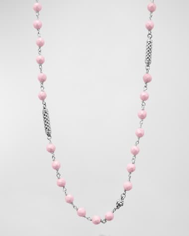LAGOS Sterling Silver Caviar Icon Pink Ceramic 4mm Chain Necklace, 16-18"L