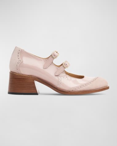 The Office of Angela Scott Miss Amlie Mixed Leather Mary Jane Pumps