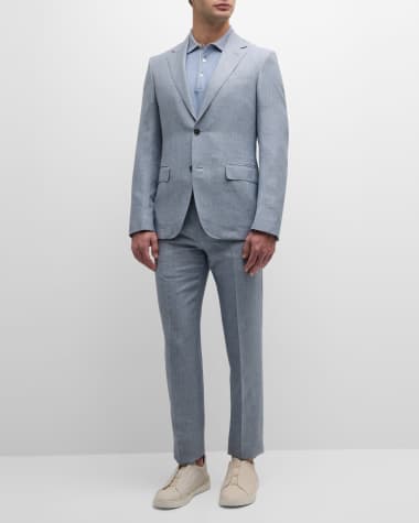 ZEGNA Men's Plaid Crossover Wool Linen Suit