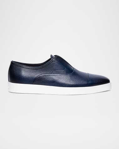 Santoni Men's Money Laceless Leather Slip-On Sneakers