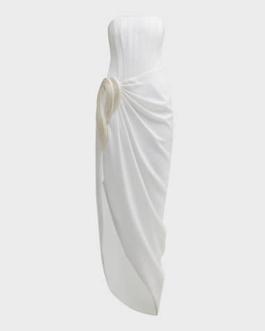 Gaurav Gupta Strapless Draped Egyptian Gown with Hip Detail