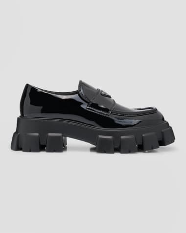 Prada Men's Monolith Brushed Leather Penny Loafers