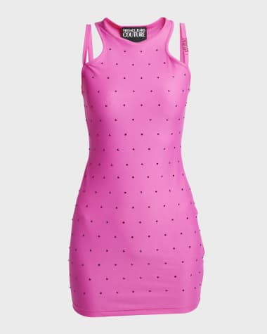 Versace Jeans Couture Racerback Crystal Mini Bodycon Dress