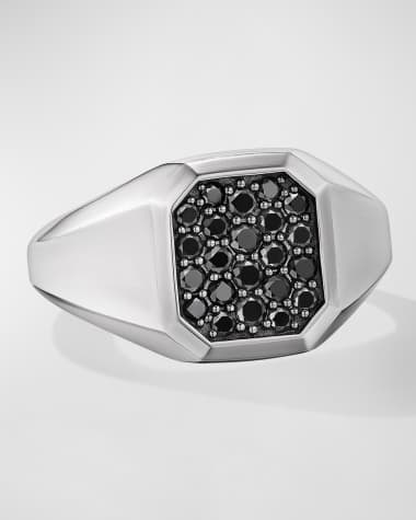 David Yurman Men's Streamline Signet Ring with Diamonds in Silver, 14mm
