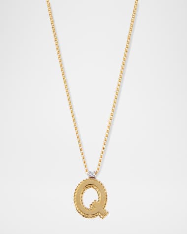 Roberto Coin Princess 18K Yellow Gold Diamond Initial Necklace, Q