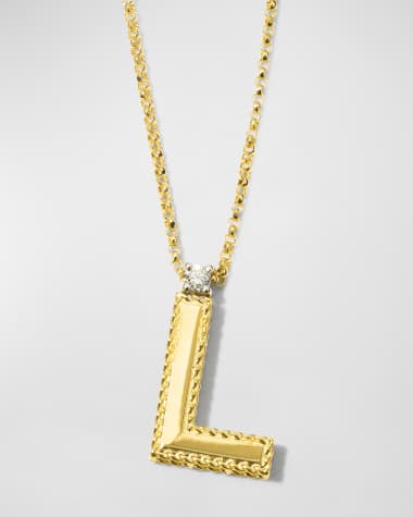 Roberto Coin Princess 18K Yellow Gold Diamond Initial Necklace, L