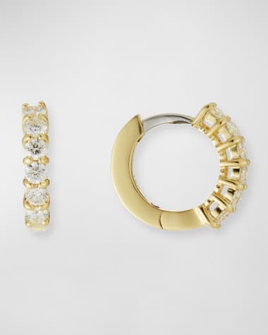 Roberto Coin 18K Diamond Huggie Hoop Earrings, 15mm