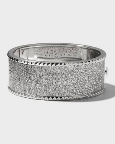 Roberto Coin ROCK & DIAMONDS Wide 18K White Gold Bangle with Diamonds