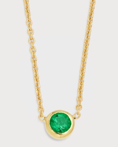 Roberto Coin 18K Yellow Gold Emerald Big Single Station Necklace