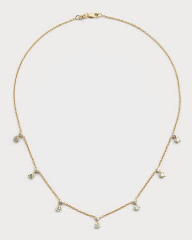 Roberto Coin 18K White Gold 7 Station Diamond Drop Necklace