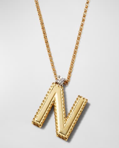 Roberto Coin Princess 18K Yellow Gold Diamond Initial Necklace, N