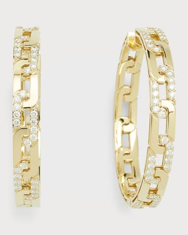 Roberto Coin 18K Yellow Gold Diamond Navarra Hoop Earrings, 35mm