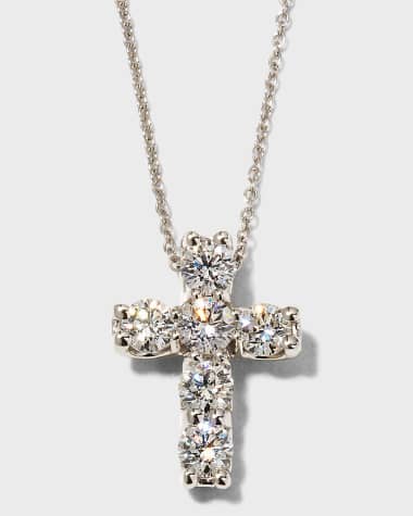 Roberto Coin 18k Diamond Square-Set Cross Pendant Necklace