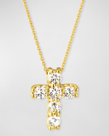 Roberto Coin 18k Diamond Square-Set Cross Pendant Necklace