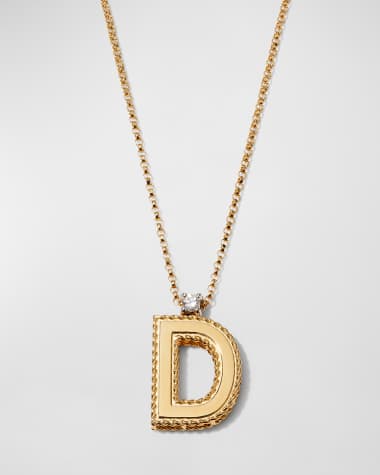 Roberto Coin Princess 18K Yellow Gold Diamond Initial Necklace, D