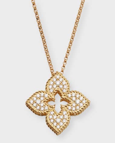 Roberto Coin 18K Petite Venetian Princess Allover Diamond Flower Necklace