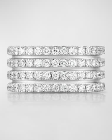 Roberto Coin 18K White Gold Portofino 4 Row Diamond Band, Size 6