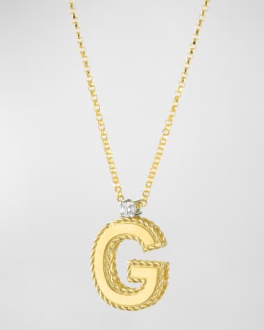 Roberto Coin Princess 18K Yellow Gold Diamond Initial Necklace, G