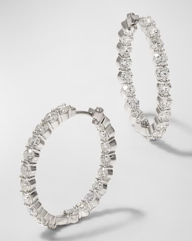 Roberto Coin 35mm White Gold Diamond Hoop Earrings, 7.21ct