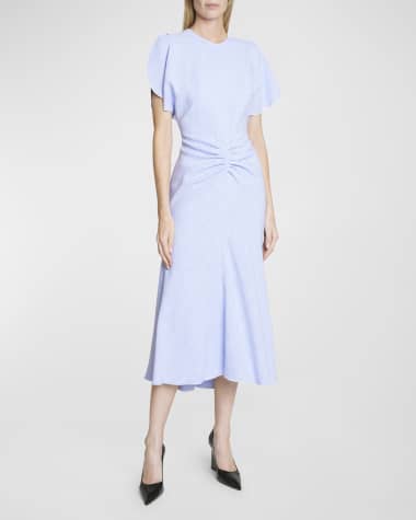 Victoria Beckham Bicolor Openback High-Low Maxi Dress with Bra Detail
