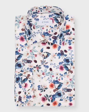 Eton Men's Slim Fit Floral Print Twill Shirt