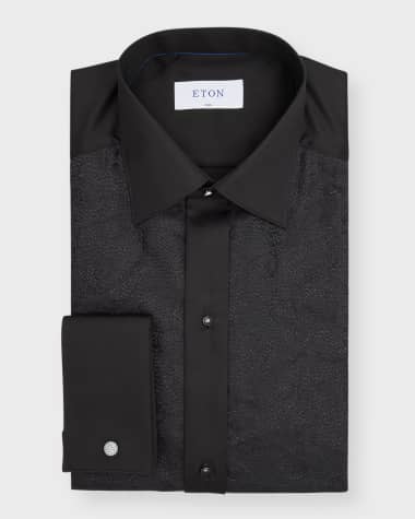 Eton Men's Slim Fit Paisley Glitter Bib Front Formal Shirt