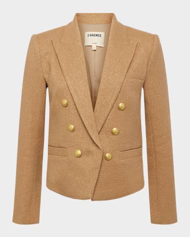L'Agence Brooke Double-Breasted Cropped Blazer