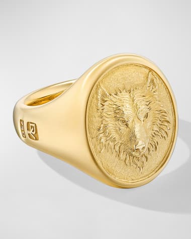 David Yurman Men's Petrvs® Wolf Signet Ring in 18K Gold, 21.5mm