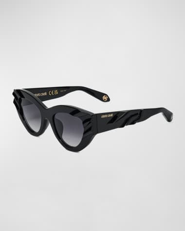 Roberto Cavalli Monochrome Striped Acetate Cat-Eye Sunglasses