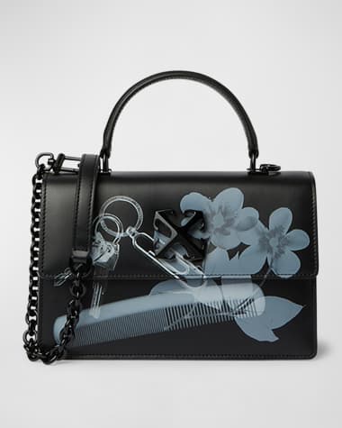 Off-White Jitney 1.4 Shadow-Print Leather Top-Handle Bag