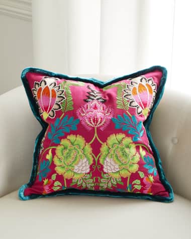 Designers Guild Pink Brocart Decoratif Embroidered Cushion