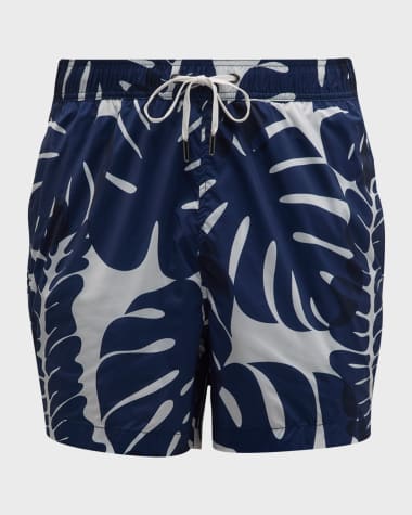 Onia Men's Charles 5" Leaf-Print Swim Trunks