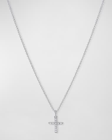 David Yurman Cable Collectibles Cross Necklace with Diamonds in Yellow/White Gold on Chain