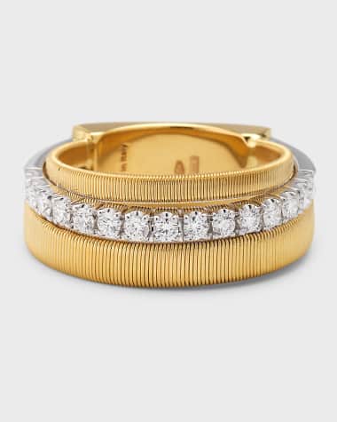 Marco Bicego Masai 18K Yellow Gold Ring with Qne Row of Diamonds, Size 6